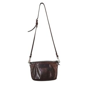 ALEXIS DRAKE Brown Leather Shoulder Bag Minimalist